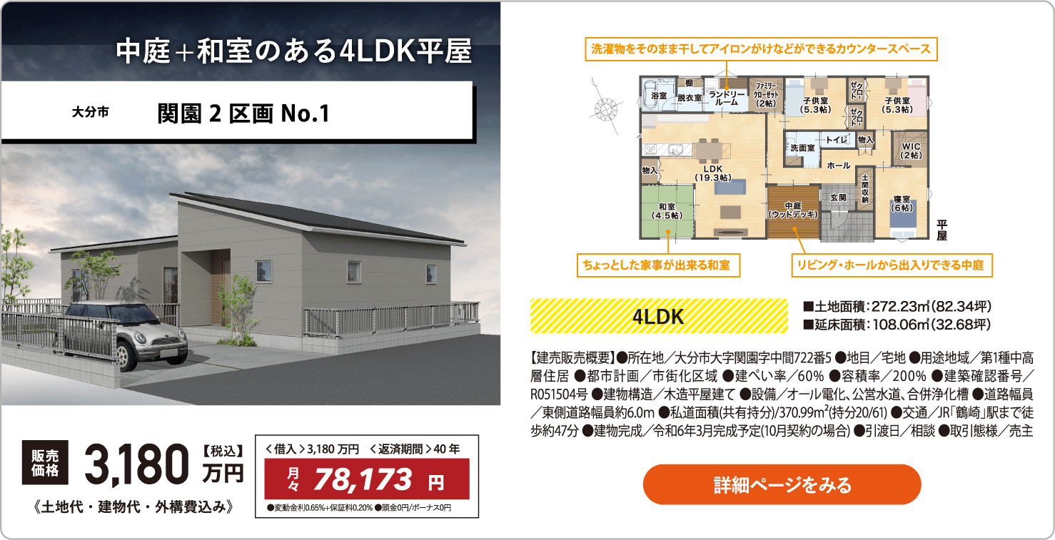 関園2区画No.1KIKAKUの建売 平屋