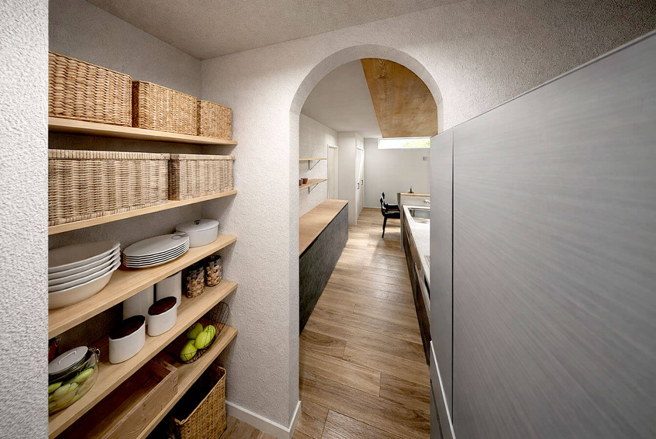 アーチ壁パントリー