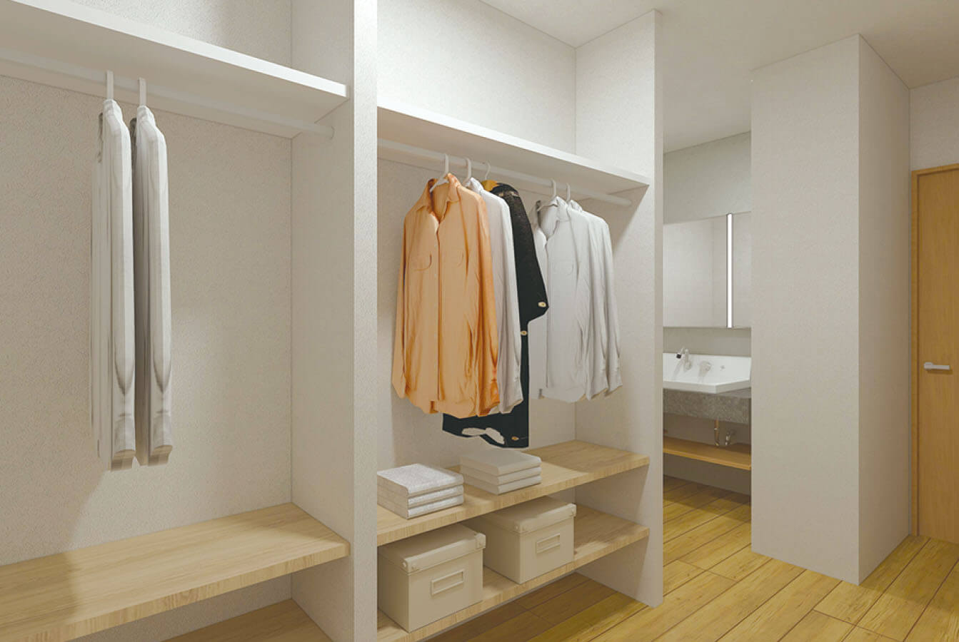 壁厚を活かした「埋め込み収納」！