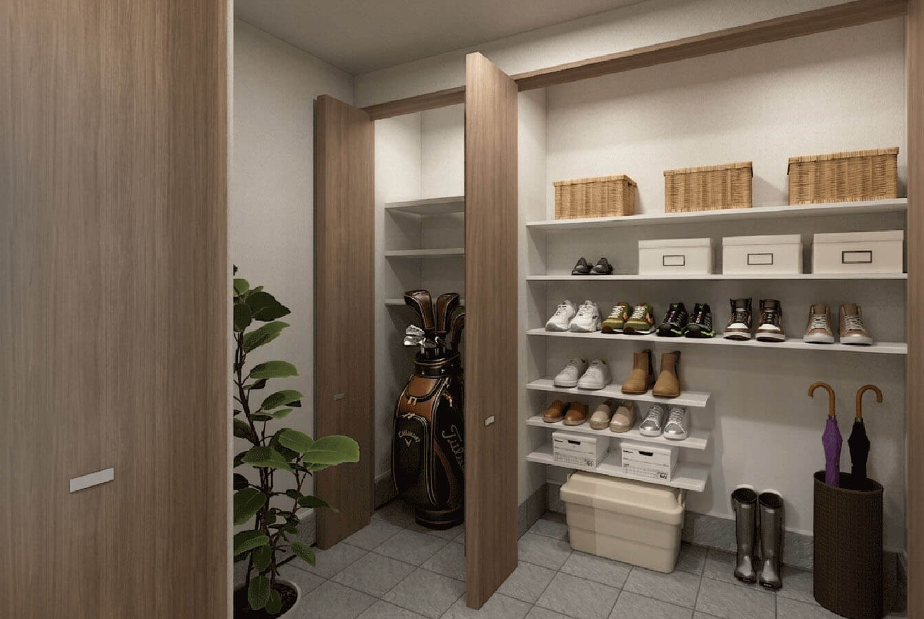 使い勝手の良い玄関まわり